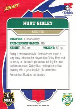 2012 Select One Community #4 Kurt Gidley Back